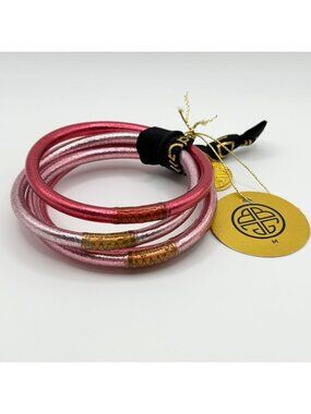 BuDhaGirl Bangles Set Of 4 - Metallic Pink M